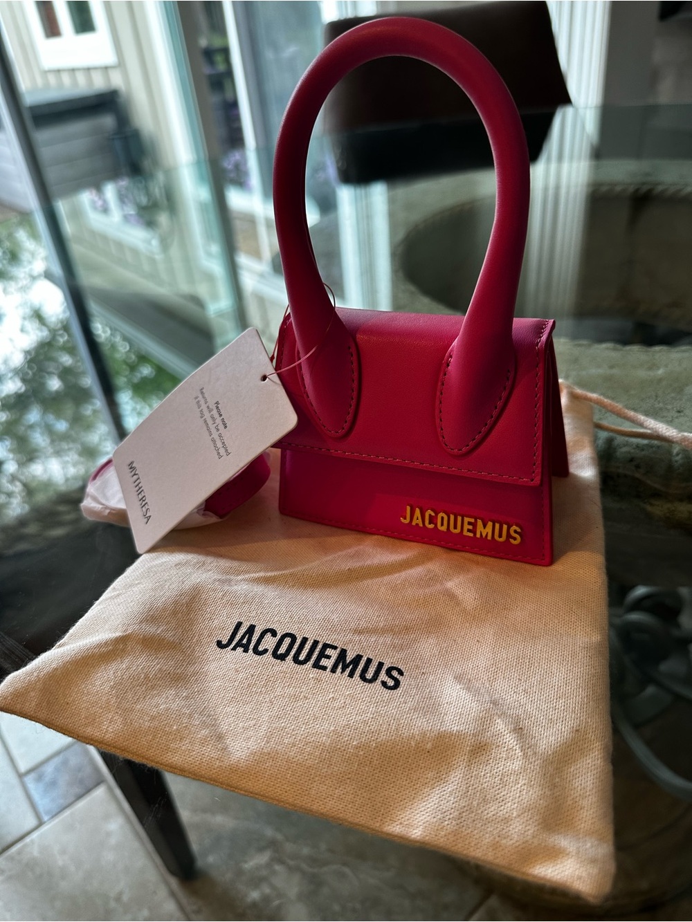 New with Tag! Authentic Jacquemus Hot Pink Mini Top-Handle Bag Crossbody - Picture 14 of 14